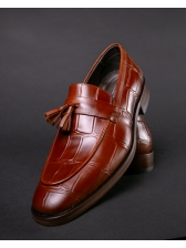02 Sapato Mocassim Loafer Croco Mouro-Marrom