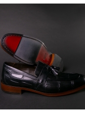 01 Sapato Mocassim Loafer Croco Preto