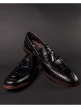 01 Sapato Mocassim Loafer Croco Preto