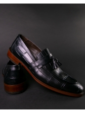 01 Sapato Mocassim Loafer Croco Preto